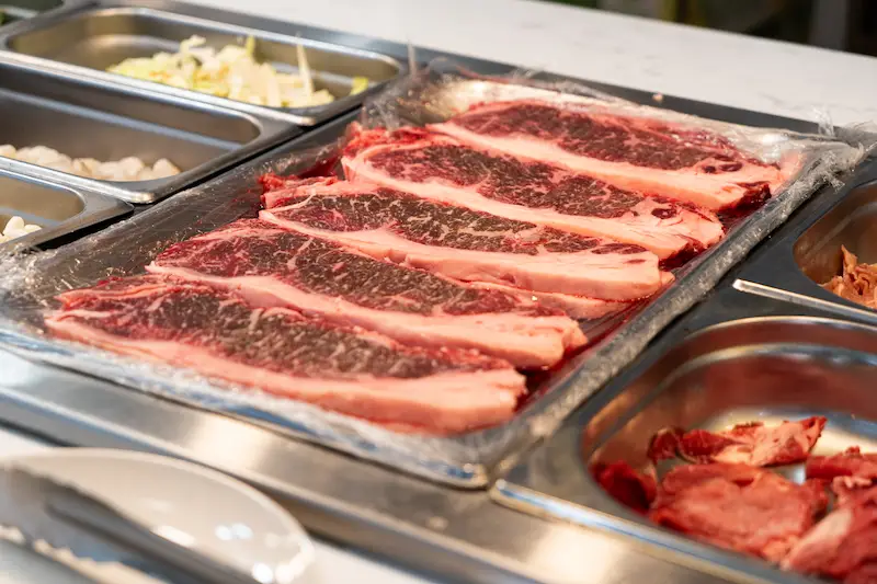 Marinated Beef Short Rib Slices on Tray